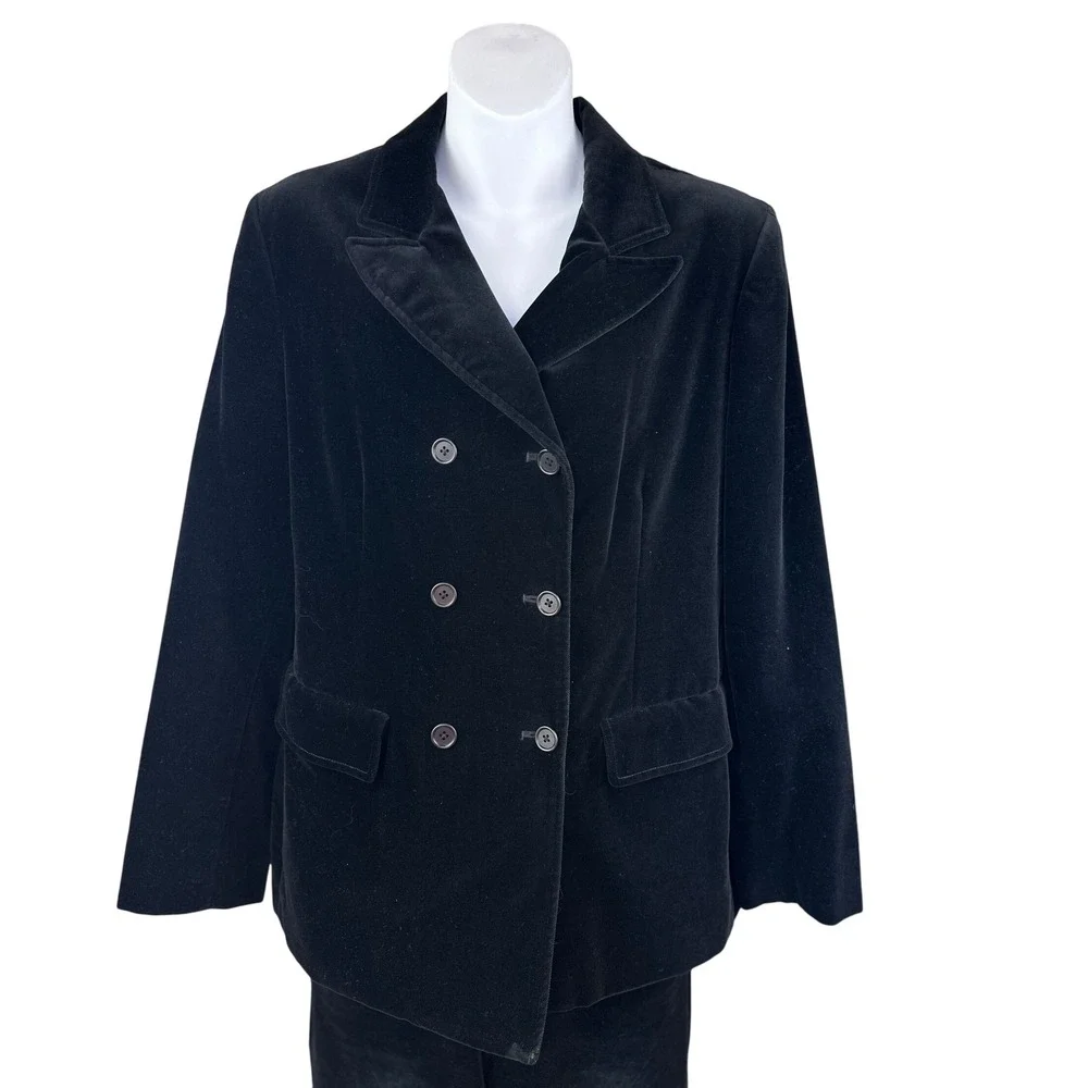 GAP Black Velvet Double Breasted Blazer Pants Suit Set Womens Size 8‎ - Picture 5 of 16